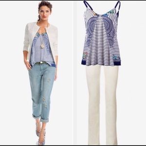 Cabi 796 Harlow Floral Stripe Tank Top Size Small